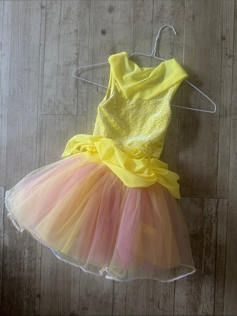 Weissman Yellow and Pink Tulle Dance Costume Dress
